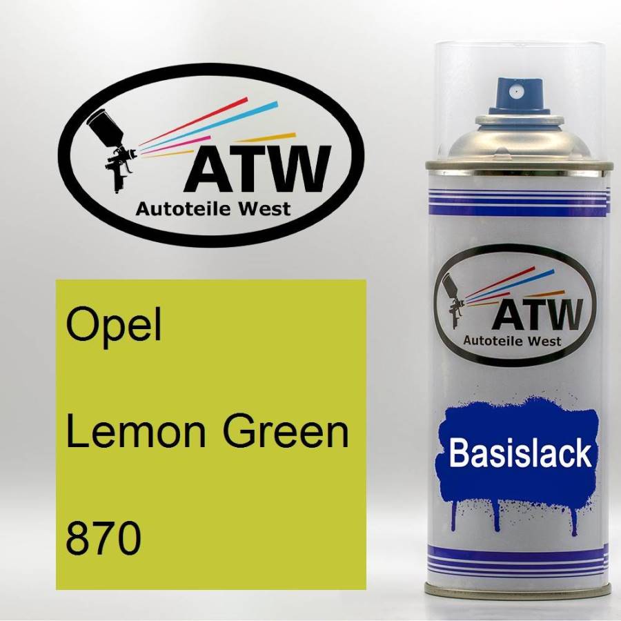 Opel, Lemon Green, 870: 400ml Sprühdose, von ATW Autoteile West.